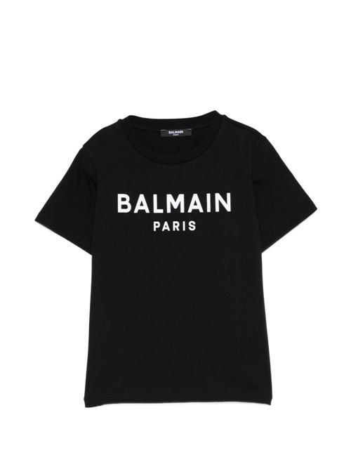 T-shirt unisex Balmain Kids nera e bianca con logo BALMAIN Kids | BY8R11Z3672930BC